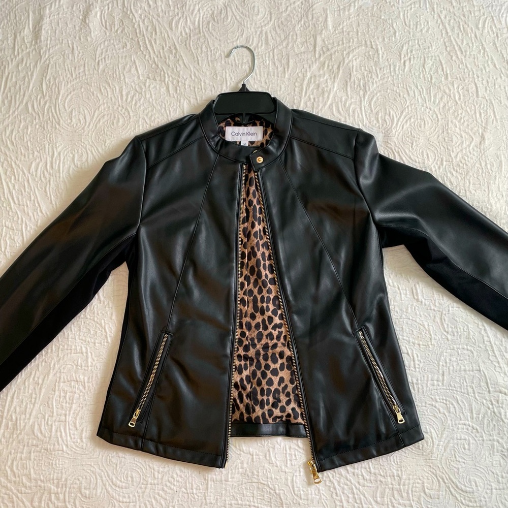 Calvin Klein Faux Leather Moto Jacket, Tags detached
